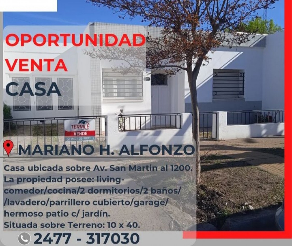 Mariano H. Alfonzo Casa en venta  - San Martin al 1200  