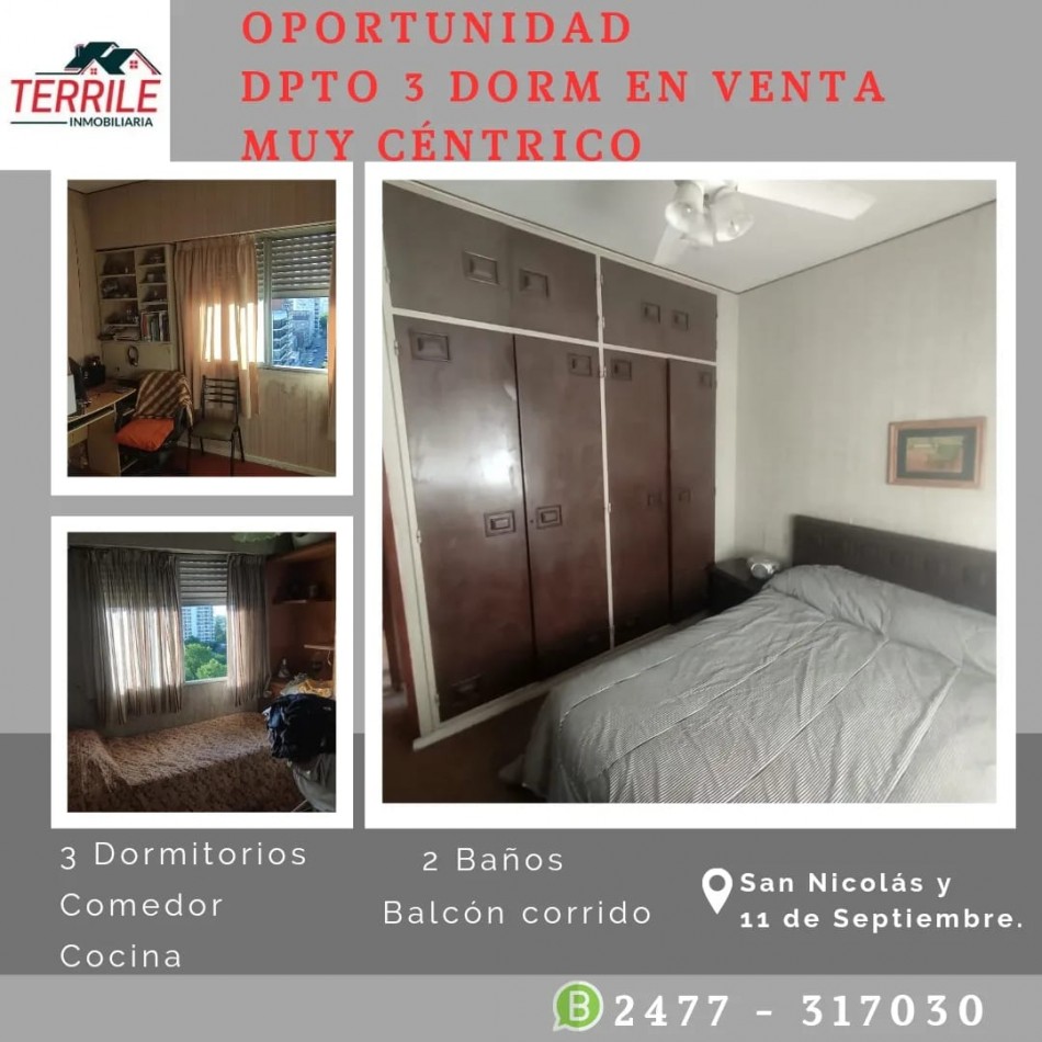 Pergamino Departamento 3 Dorm en venta - San Nicolas y 11 de Septiembre - Zona centrica 