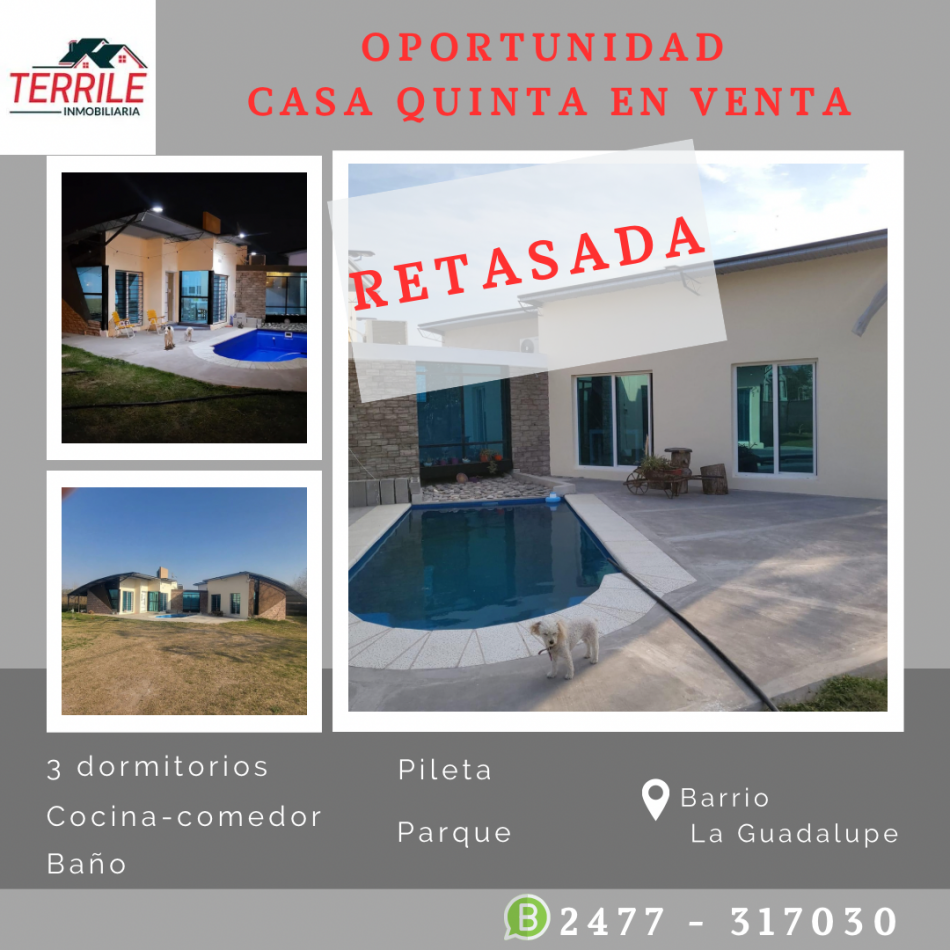 Pergamino Casa Quinta en venta - RETASADA - B° La Guadalupe  