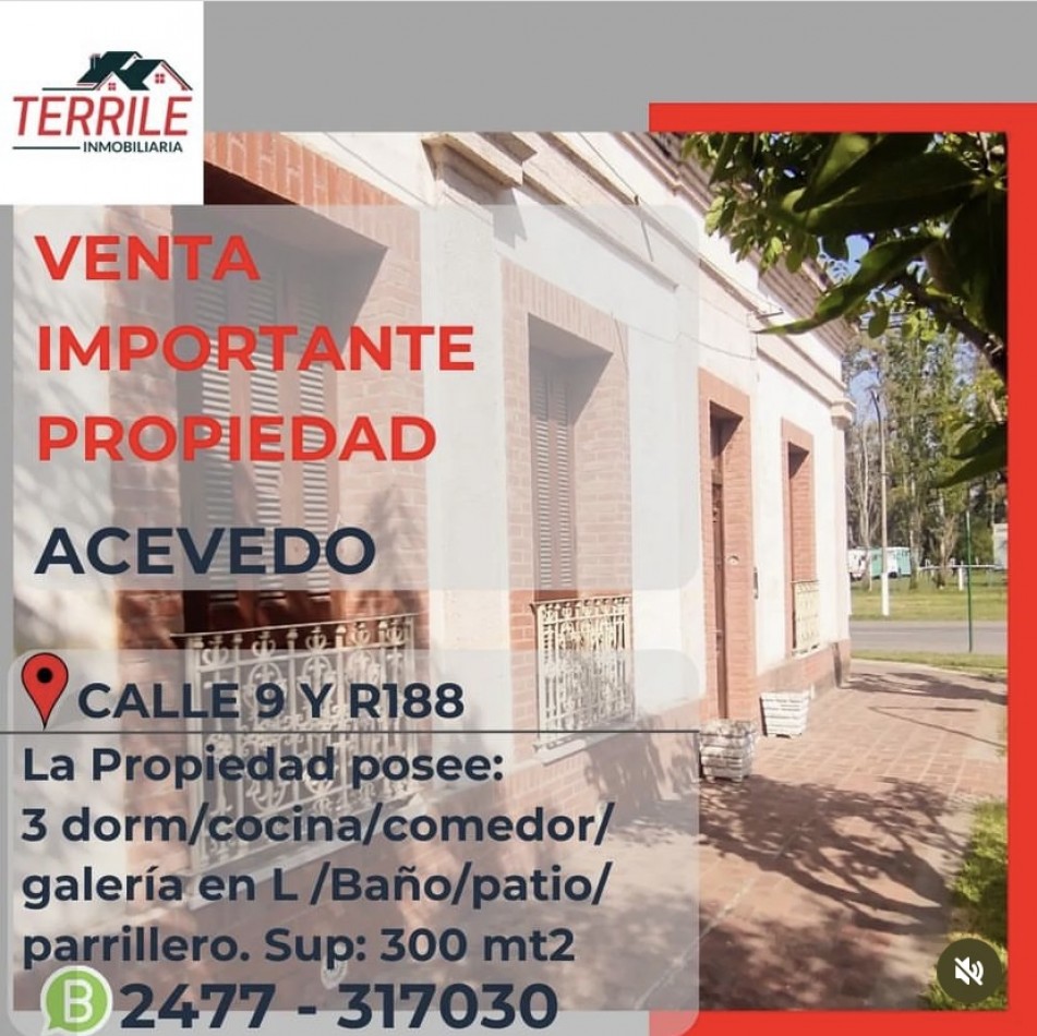 Acevedo Casa en venta - Calle 9 y Ruta 188 