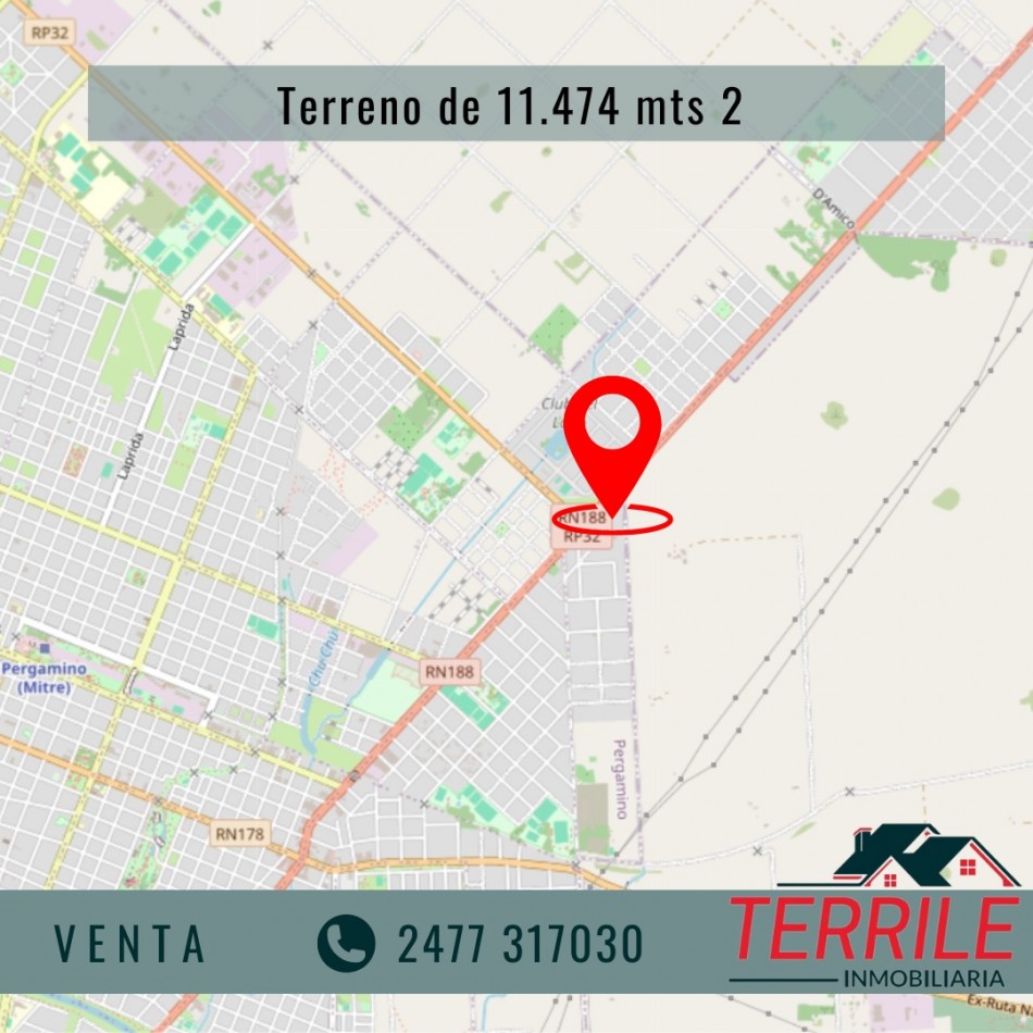 Pergamino Excelente predio de 11.400 mt2 en venta - Ruta 188 y Escudero 