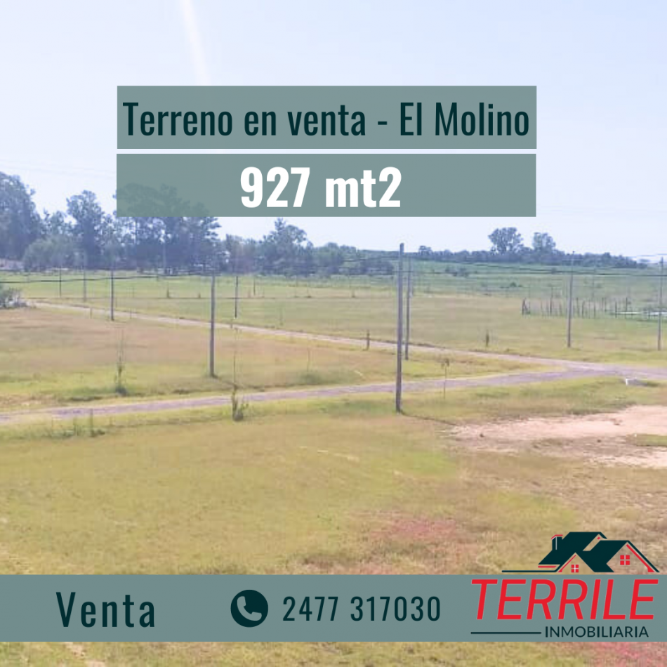 Pergamino Terreno de 927 mts en venta - Barrio El Molino 