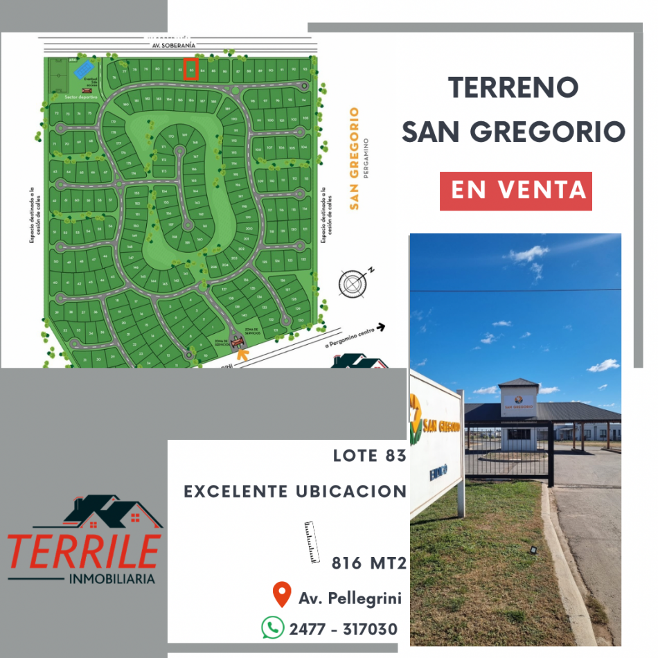 Pergamino Terreno en venta Retasado - B° San Gregorio - Av. Pellegrini 