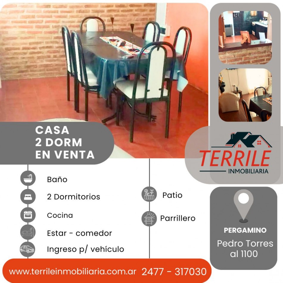 Pergamino Casa de 2 Dorm en venta - Pedro Torres al 1100