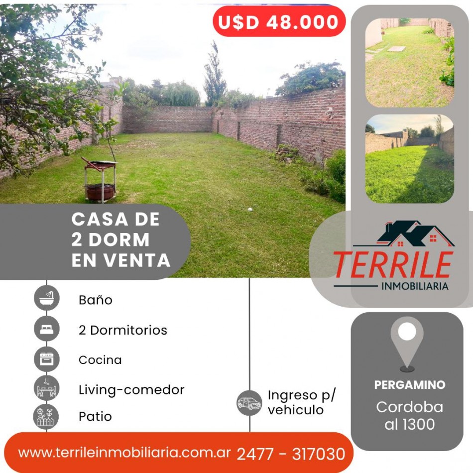 Pergamino Casa 2 Dorm en venta - Cordoba al 1300 