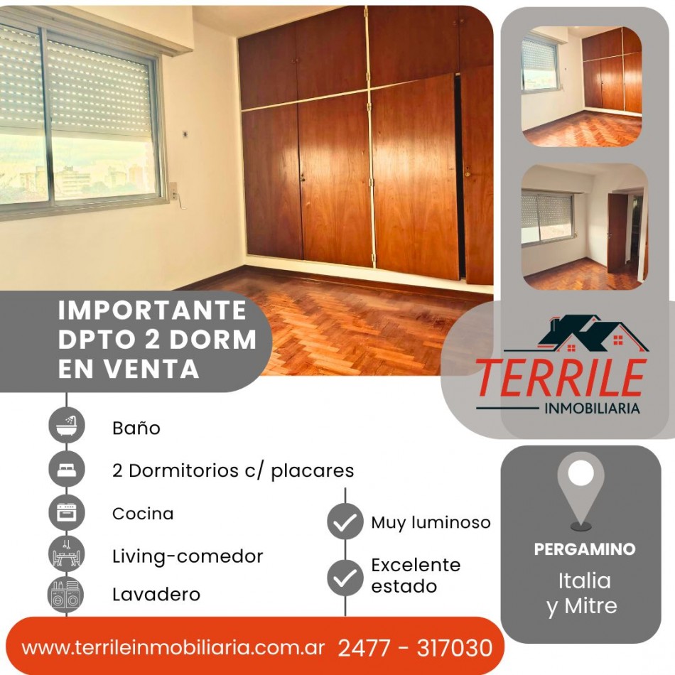 Pergamino Excelente Dpto 2 Dorm en venta - Italia y Mitre - Zona centro 