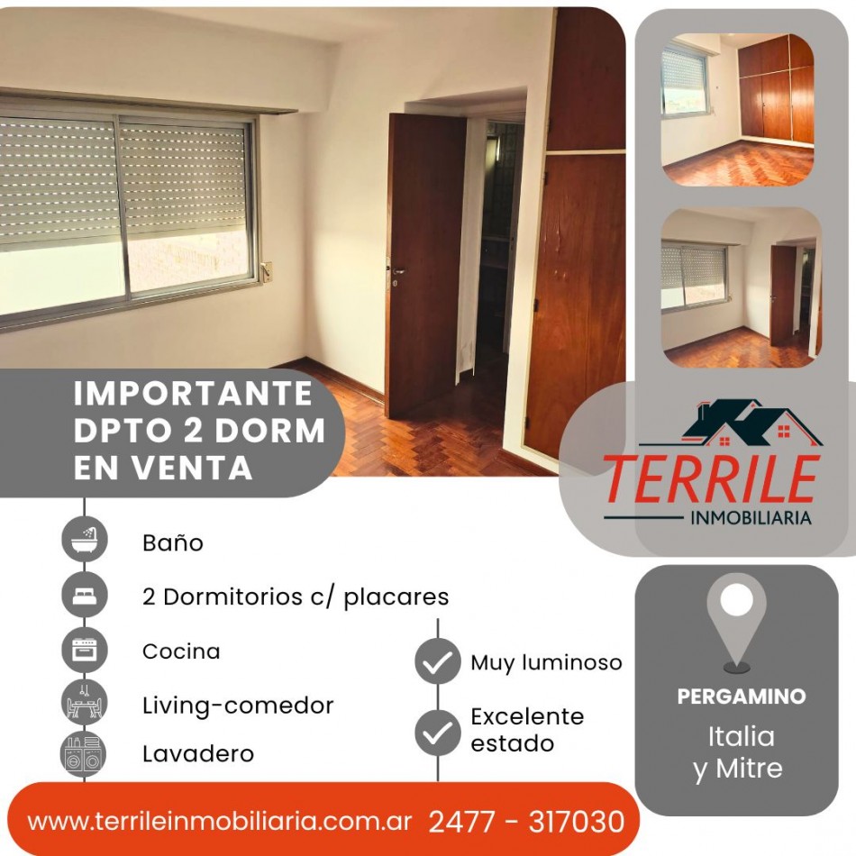 Pergamino Excelente Dpto 2 Dorm en venta - Italia y Mitre - Zona centro 