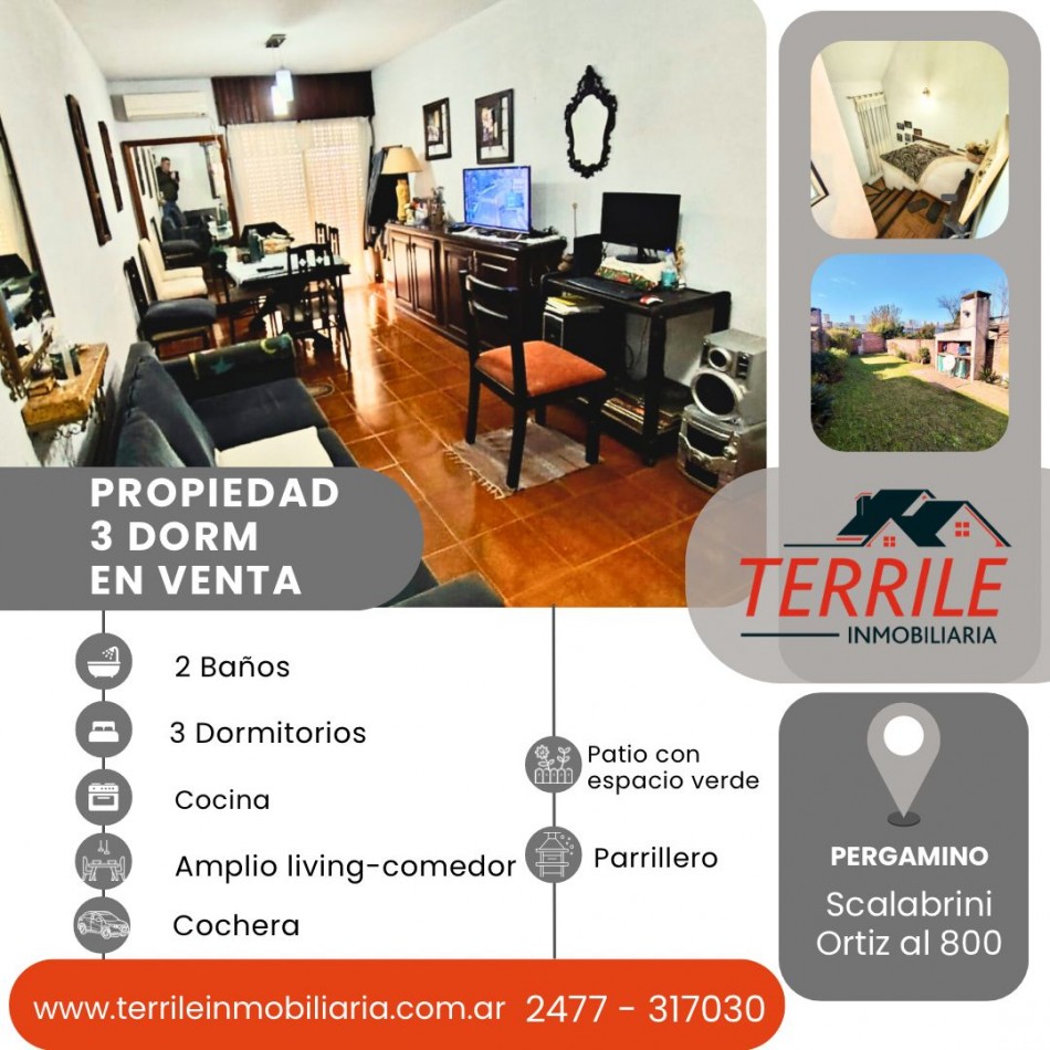 Pergamino Casa 3 Dorm en venta - Scalabrini Ortiz al 800 - B° Gral. San Martin 