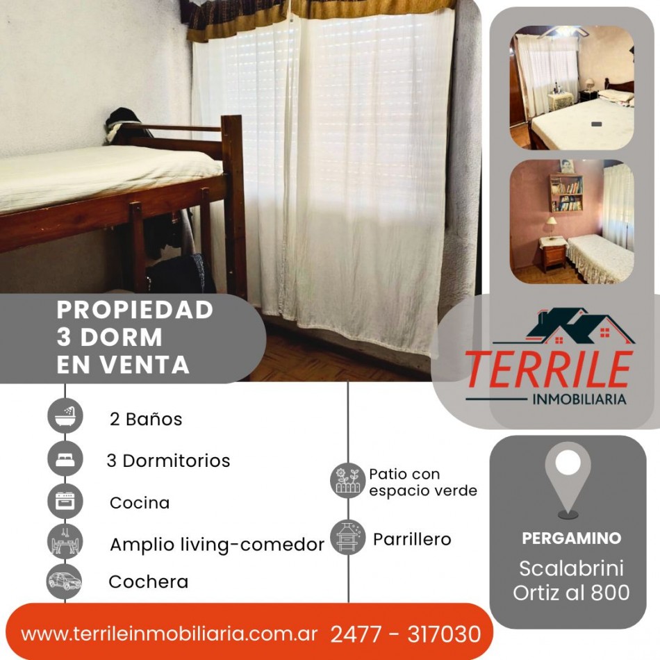 Pergamino Casa 3 Dorm en venta - Scalabrini Ortiz al 800 - B° Gral. San Martin 