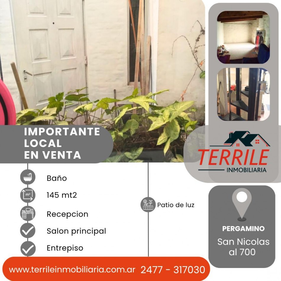 Pergamino Excelente Local en venta - San Nicolas al 700 - Sobre Peatonal 