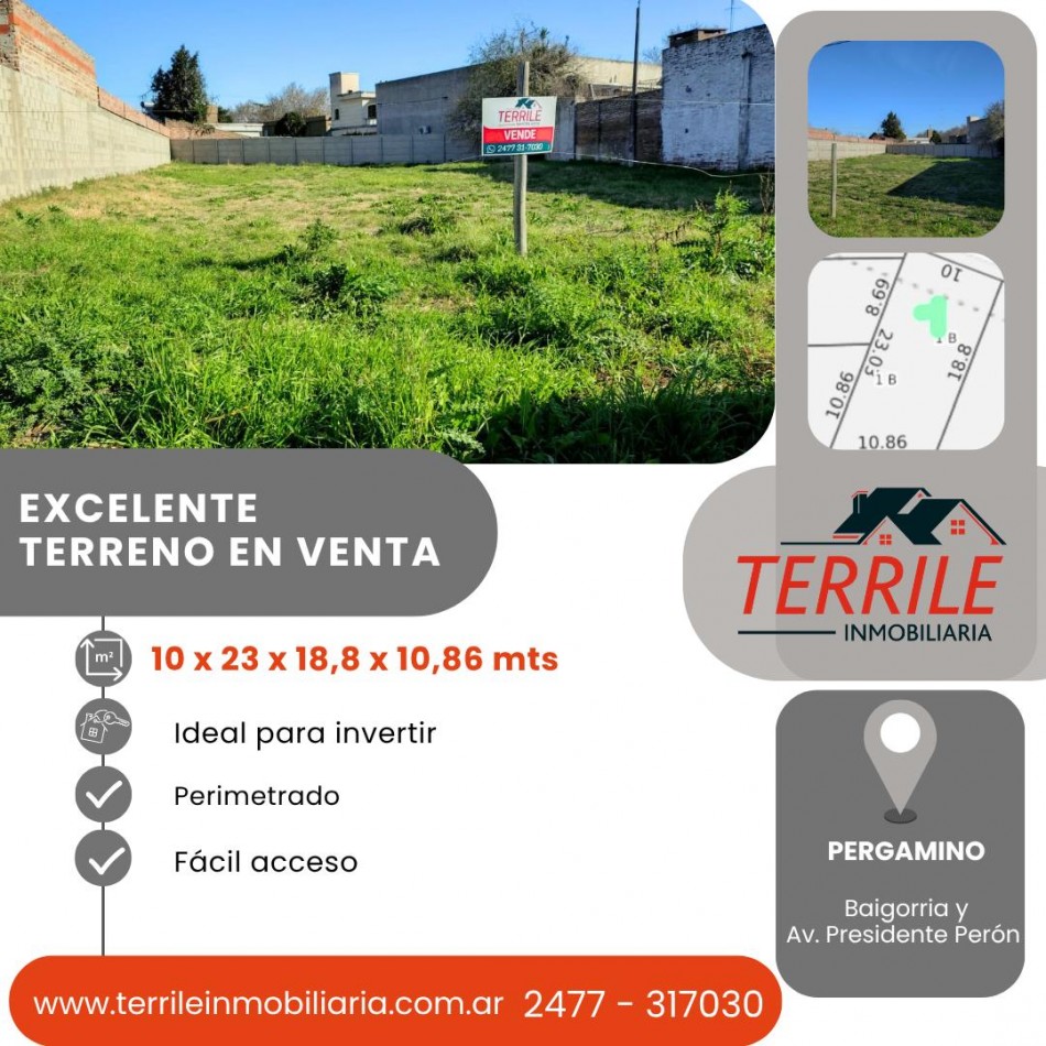 Pergamino Excelente Terreno en venta - Baigorria y Av. Presidente Peron 