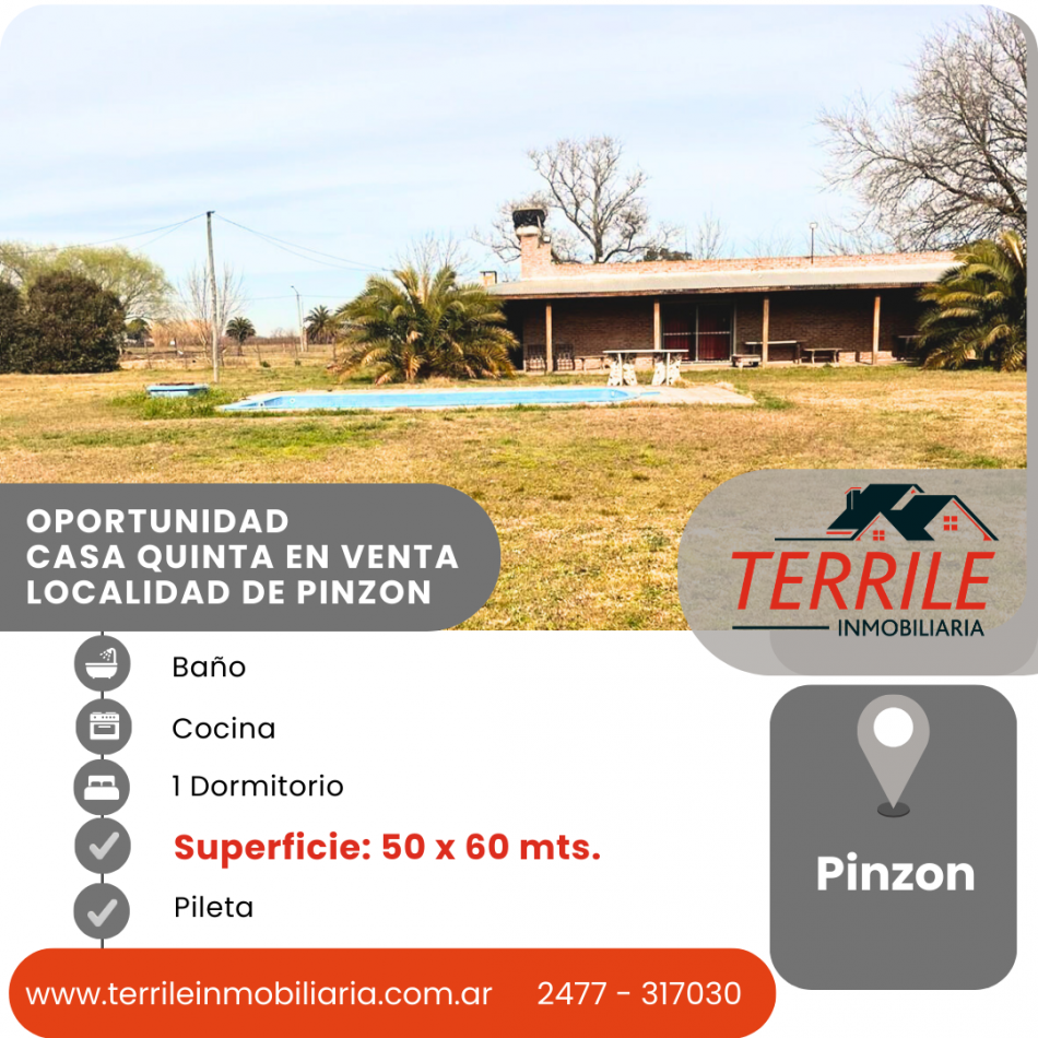 Pinzon Oportunidad Casa quinta en venta c/ pileta - Localidad de Pinzon  