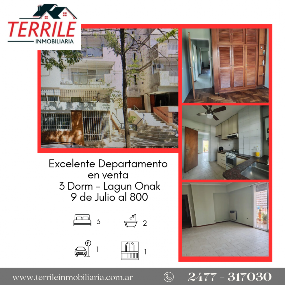 Pergamino Excelente Dpto 3 Dorm en venta - Edif. Lagun Onak - 9 de Julio al 800