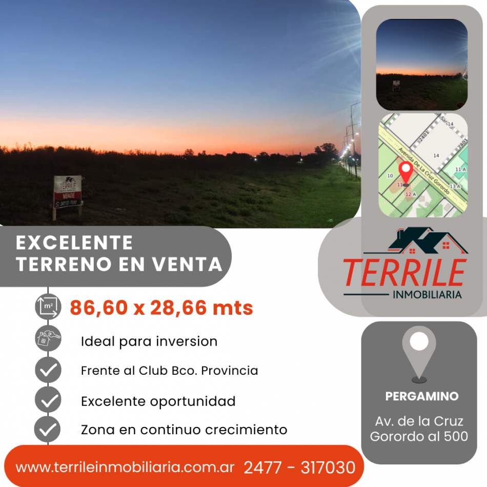 Pergamino Excelente Terreno en venta - Av. de la Cruz Gorordo al 500 