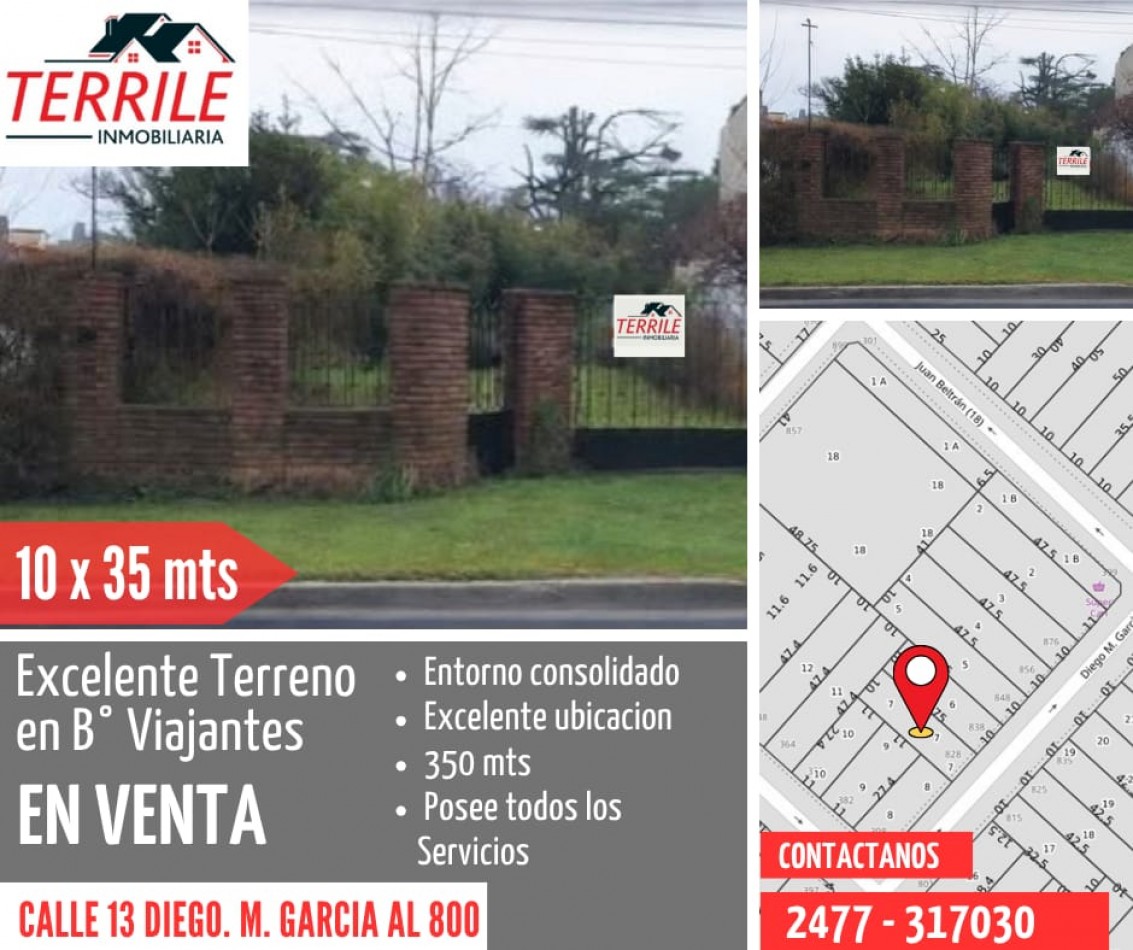 Pergamino Terreno en venta - B° Viajantes - Calle 13 entre 16 y 18 