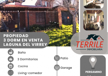 Pergamino Propiedad 3 Dorm en venta - Laguna del Virrey - Pinto al 2.000