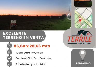 Pergamino Excelente Terreno en venta - Av. de la Cruz Gorordo al 500 
